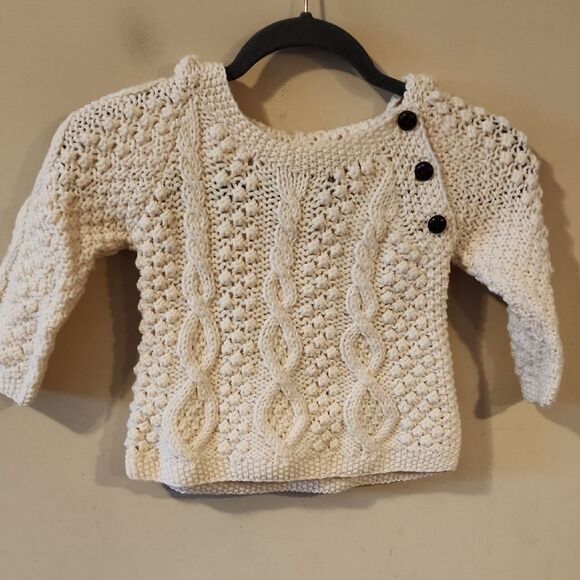 Aran Woolen Mills Cozy Cream Knit Kids Large  Sweater Perfect Condition Hoodie - Picture 1 of 4